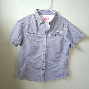 Habit Large 40+ Solar Factor Fishing Plaid Button Up Vented Shirt Womens